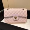 Replica Chanel Small Classic Double Flap Bag in Light Gold Hardware 23cm Quilted Caviar Pink 2
