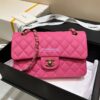 Replica Chanel Small Classic Double Flap Bag in Light Gold Hardware 23cm Quilted Caviar Coral 2