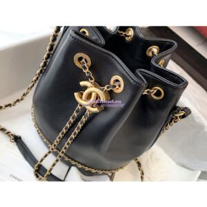 Replica Chanel Grained Calfskin Drawstring Bag AS0373 Black 2