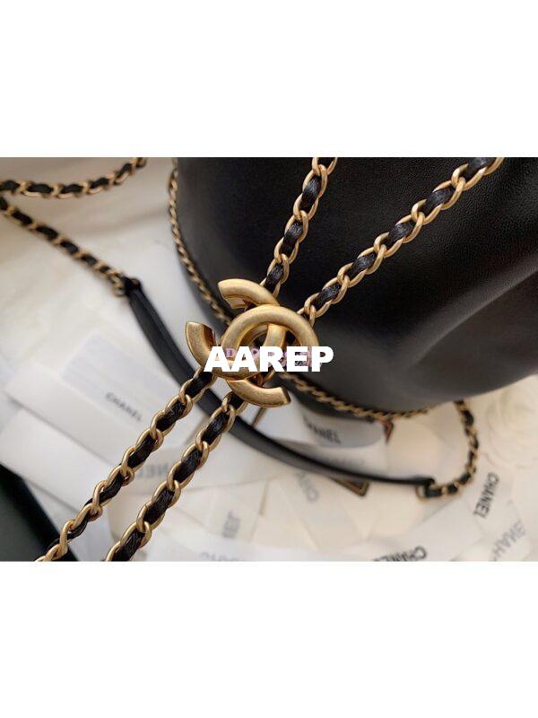 Replica Chanel Grained Calfskin Drawstring Bag AS0373 Black 5