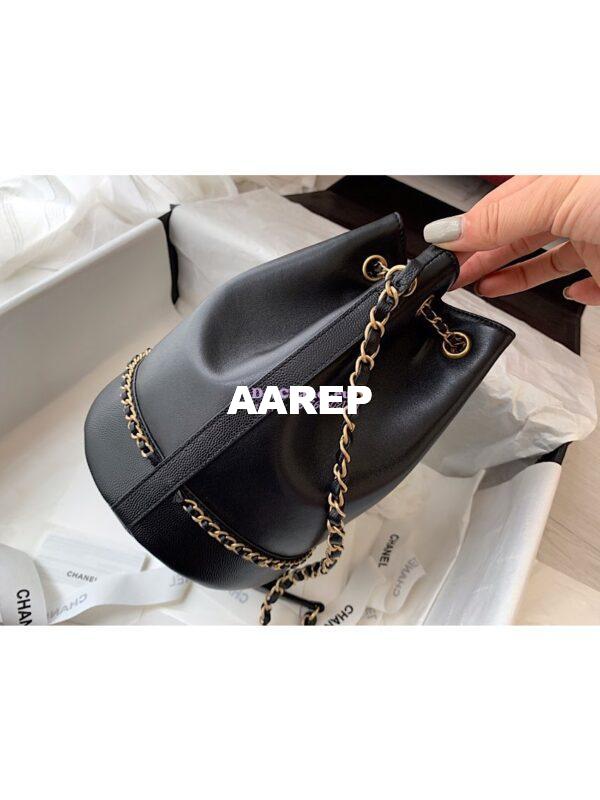 Replica Chanel Grained Calfskin Drawstring Bag AS0373 Black 6
