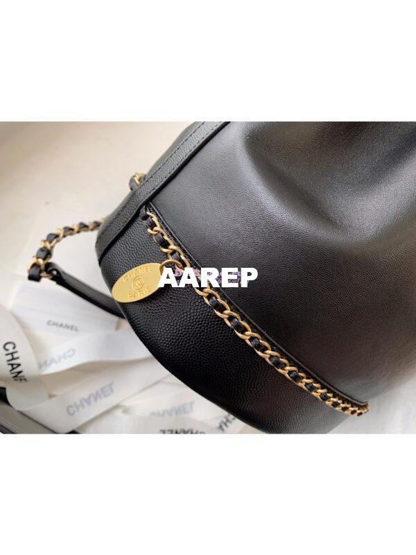 Replica Chanel Grained Calfskin Drawstring Bag AS0373 Black 7