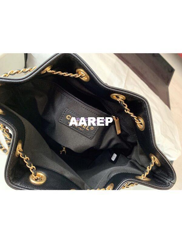 Replica Chanel Grained Calfskin Drawstring Bag AS0373 Black 9