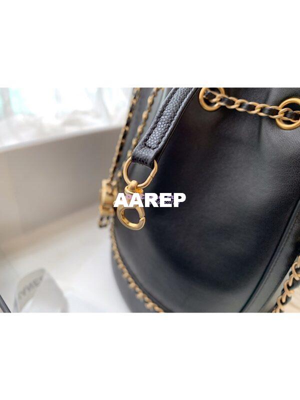 Replica Chanel Grained Calfskin Drawstring Bag AS0373 Black 10