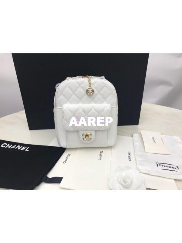 Replica Chanel CC Day Grained Calfskin Backpack AS0004 White 3