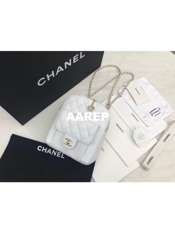 Replica Chanel CC Day Grained Calfskin Backpack AS0004 White 5