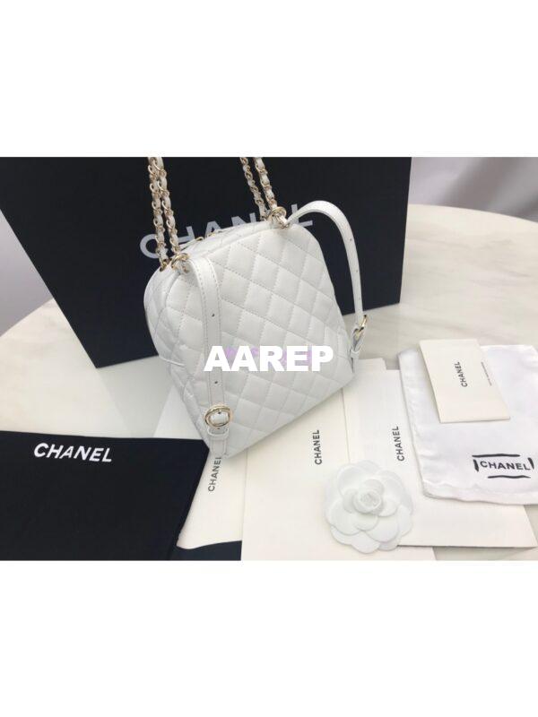 Replica Chanel CC Day Grained Calfskin Backpack AS0004 White 6