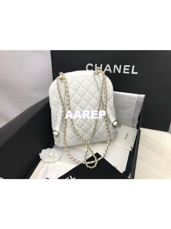 Replica Chanel CC Day Grained Calfskin Backpack AS0004 White 14