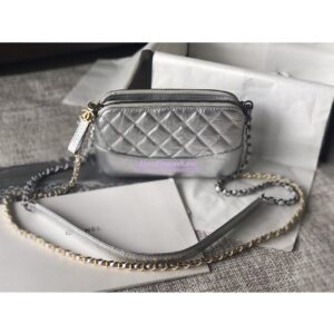 Replica Chanel Gabrielle Clutch With Chain A94505 Metallic Silver