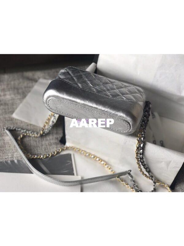 Replica Chanel Gabrielle Clutch With Chain A94505 Metallic Silver 5