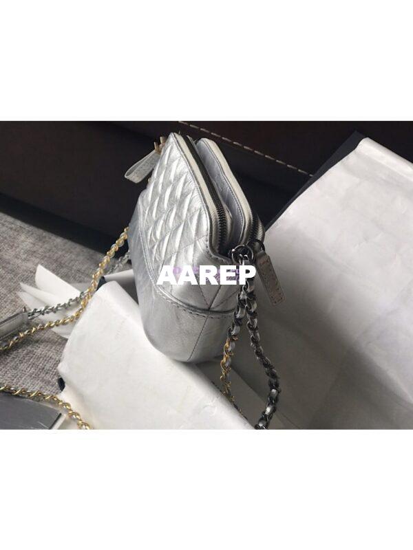 Replica Chanel Gabrielle Clutch With Chain A94505 Metallic Silver 6