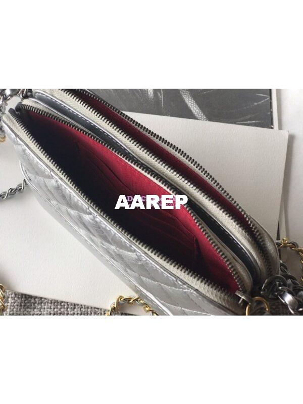 Replica Chanel Gabrielle Clutch With Chain A94505 Metallic Silver 8