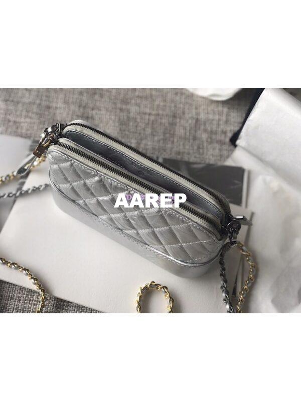 Replica Chanel Gabrielle Clutch With Chain A94505 Metallic Silver 11