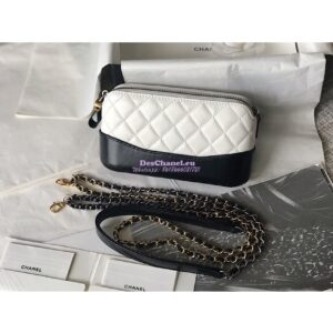 Replica Chanel Gabrielle Clutch With Chain A94505 White and Black