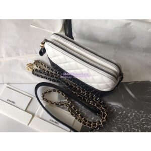 Replica Chanel Gabrielle Clutch With Chain A94505 White and Black 2