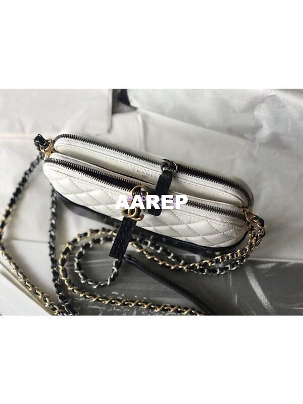 Replica Chanel Gabrielle Clutch With Chain A94505 White and Black 8
