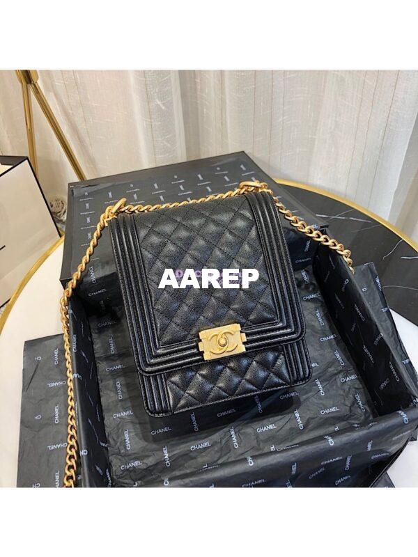 Replica Chanel 19s Cruise Boy North South Bag AS0130 Grained Calfskin Black