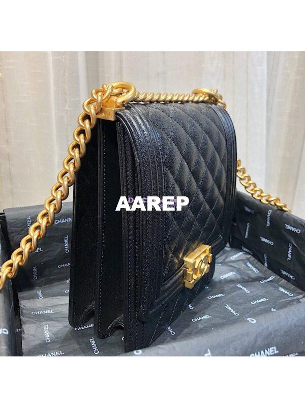 Replica Chanel 19s Cruise Boy North South Bag AS0130 Grained Calfskin Black 4