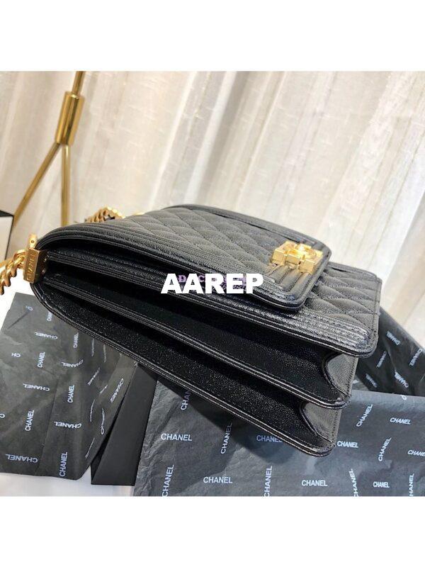 Replica Chanel 19s Cruise Boy North South Bag AS0130 Grained Calfskin Black 5