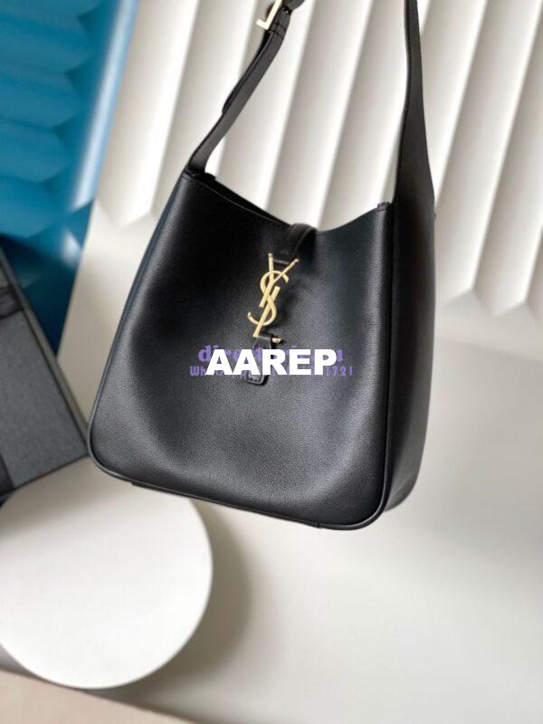 Replica YSL Saint Laurent Le 5 À 7 Supple Small In Grained Leather 713938 Black 2