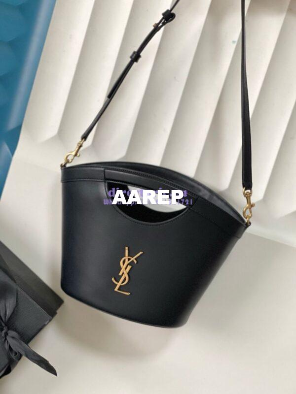 Replica YSL Saint Laurent Celia Smooth Leather Mini Tote Bag 7910690 Black 3