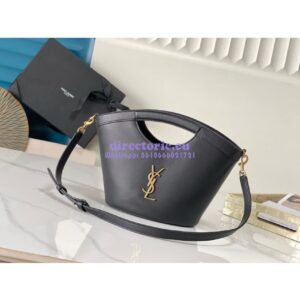 Replica YSL Saint Laurent Celia Smooth Leather Mini Tote Bag 7910690 Black 2