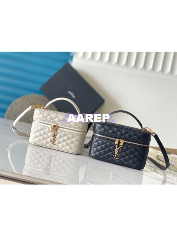 Replica Saint Laurent YSL Gaby Vanity Bag In Lambskin 7667311 Blanc 3