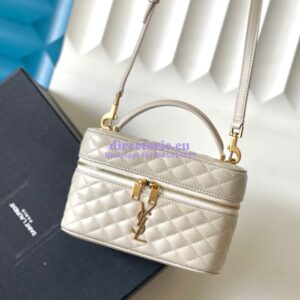 Replica Saint Laurent YSL Gaby Vanity Bag In Lambskin 7667311 Blanc 2