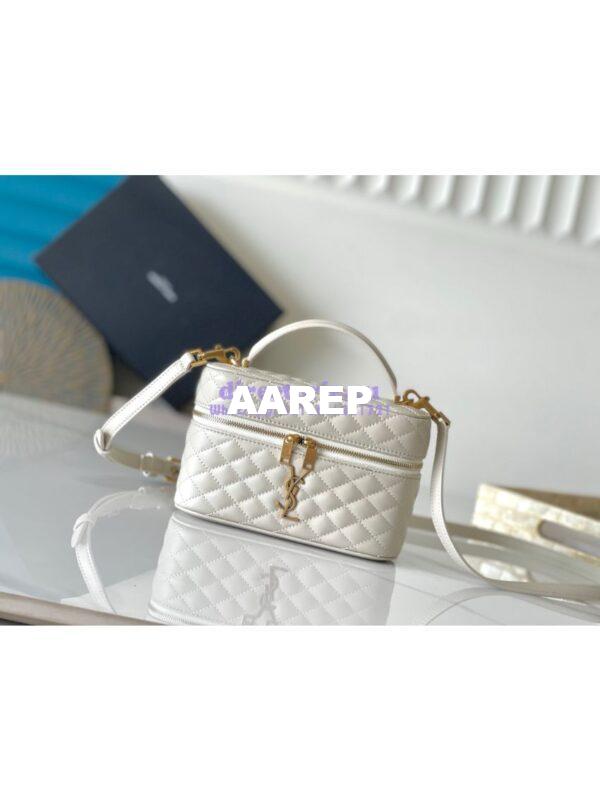 Replica Saint Laurent YSL Gaby Vanity Bag In Lambskin 7667311 Blanc 5