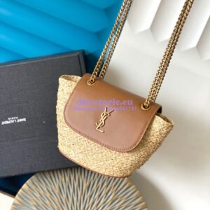 Replica YSL Saint Laurent Mini Manon In Raffia Naturel And Brick 774269