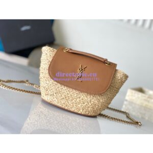 Replica YSL Saint Laurent Mini Manon In Raffia Naturel And Brick 774269 2