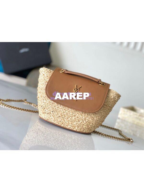 Replica YSL Saint Laurent Mini Manon In Raffia Naturel And Brick 774269 4