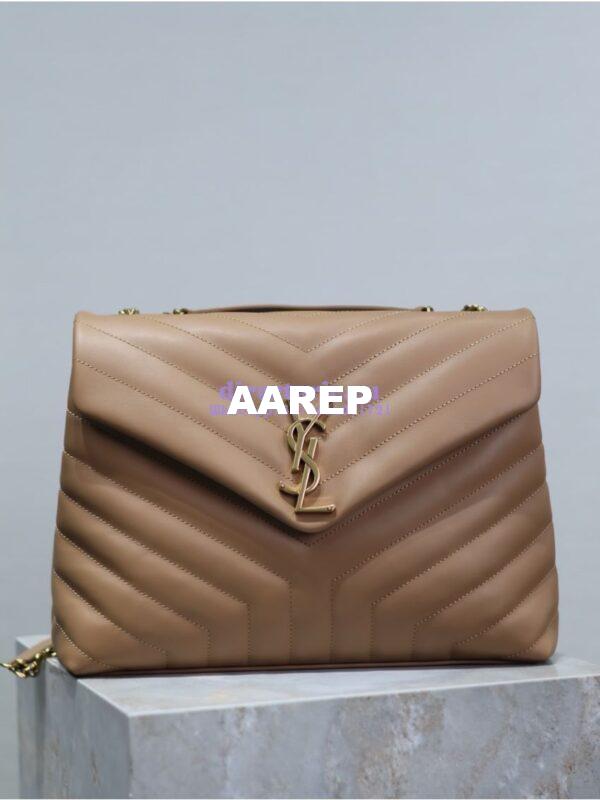 Replica YSL Saint Laurent Medium Loulou Bag In "Y" Matelassé Leather 459749 Caramel 3