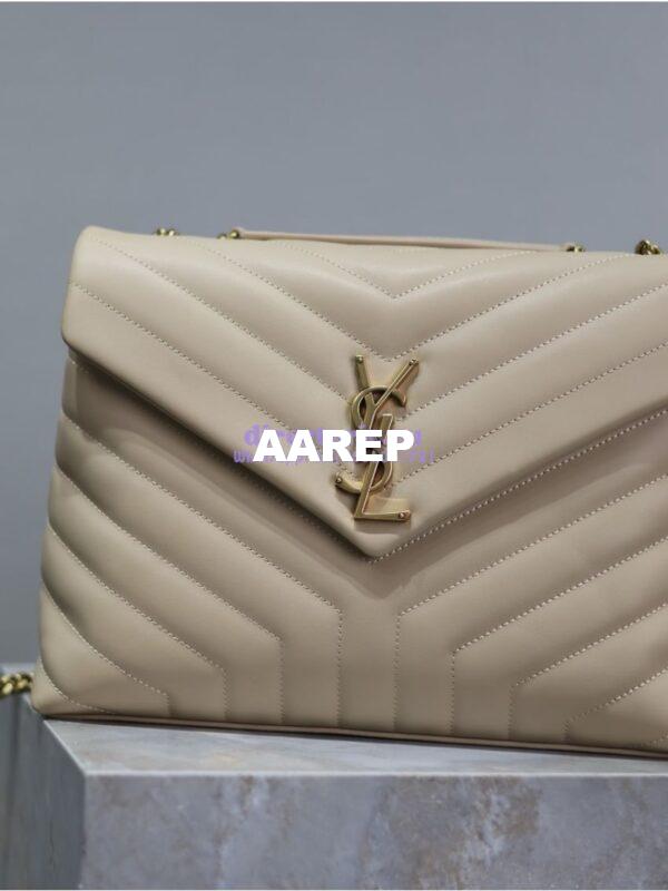 Replica YSL Saint Laurent Medium Loulou Bag In "Y" Matelassé Leather 459749 Beige 4