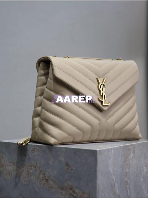 Replica YSL Saint Laurent Medium Loulou Bag In "Y" Matelassé Leather 459749 Beige 7