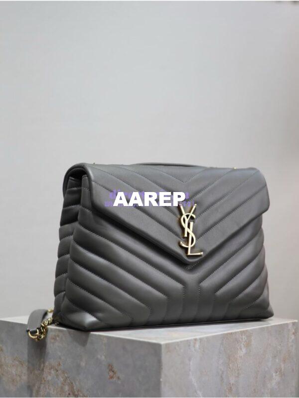 Replica YSL Saint Laurent Medium Loulou Bag In "Y" Matelassé Leather 459749 Gray 2