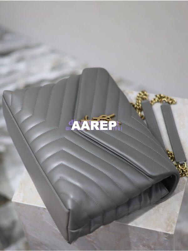 Replica YSL Saint Laurent Medium Loulou Bag In "Y" Matelassé Leather 459749 Gray 3