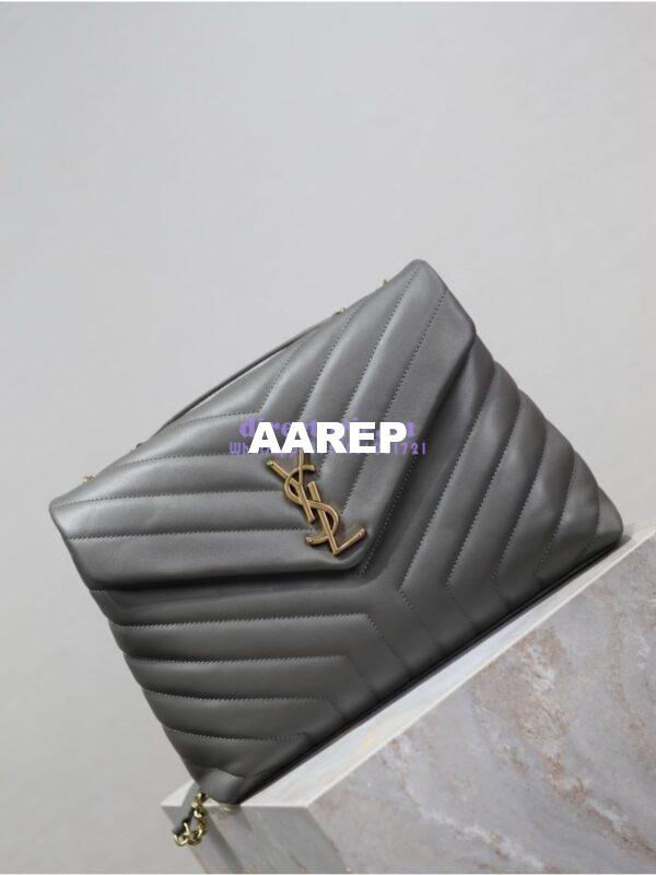 Replica YSL Saint Laurent Medium Loulou Bag In "Y" Matelassé Leather 459749 Gray 4