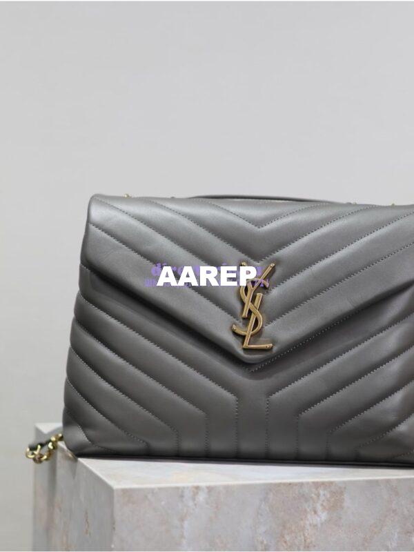 Replica YSL Saint Laurent Medium Loulou Bag In "Y" Matelassé Leather 459749 Gray 5