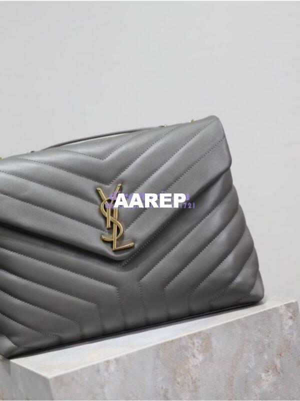 Replica YSL Saint Laurent Medium Loulou Bag In "Y" Matelassé Leather 459749 Gray 6