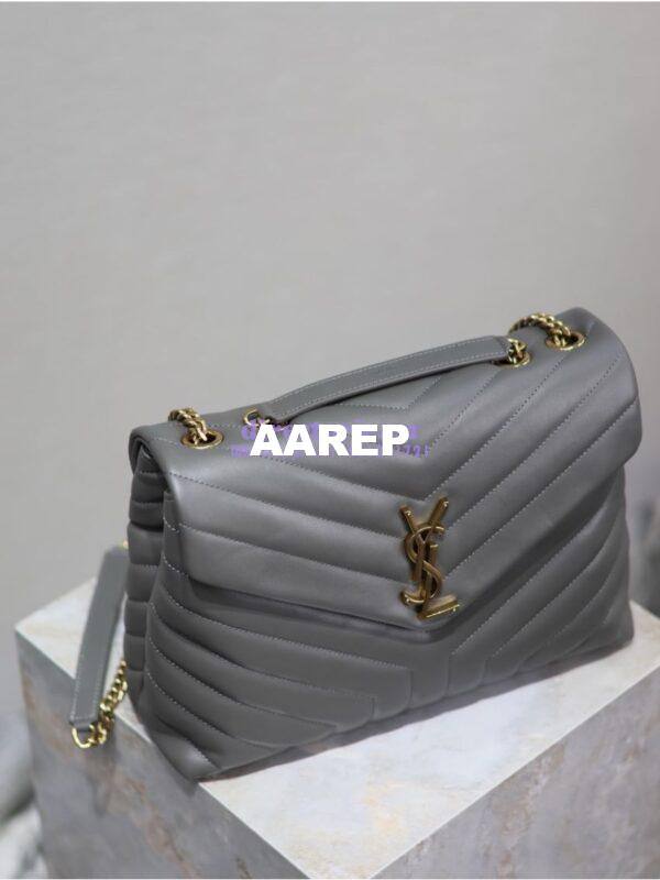 Replica YSL Saint Laurent Medium Loulou Bag In "Y" Matelassé Leather 459749 Gray 7