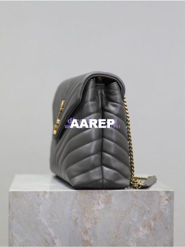 Replica YSL Saint Laurent Medium Loulou Bag In "Y" Matelassé Leather 459749 Gray 9