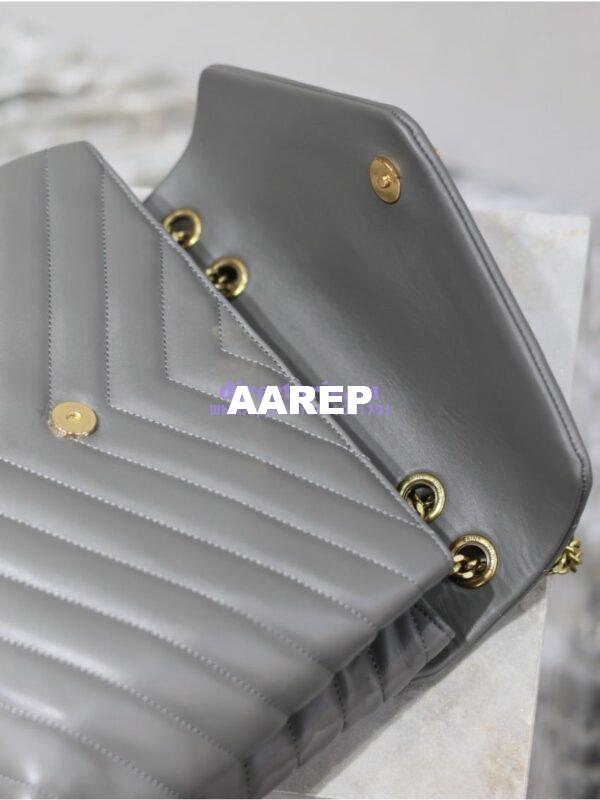 Replica YSL Saint Laurent Medium Loulou Bag In "Y" Matelassé Leather 459749 Gray 11