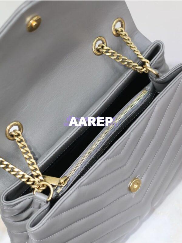Replica YSL Saint Laurent Medium Loulou Bag In "Y" Matelassé Leather 459749 Gray 15