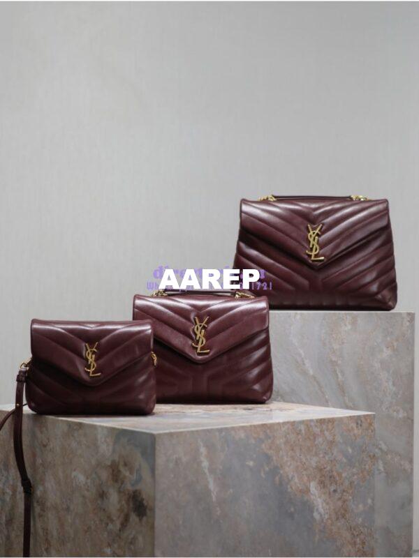Replica YSL Saint Laurent Medium Loulou Bag In "Y" Matelassé Leather 459749 Dark Red Wine