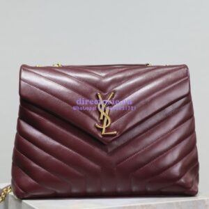 Replica YSL Saint Laurent Medium Loulou Bag In "Y" Matelassé Leather 459749 Dark Red Wine 2