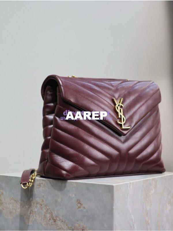 Replica YSL Saint Laurent Medium Loulou Bag In "Y" Matelassé Leather 459749 Dark Red Wine 3