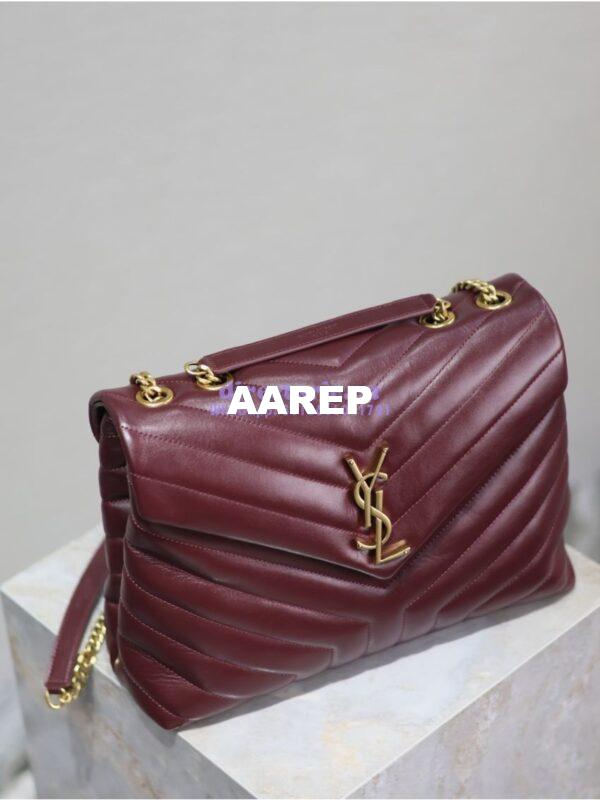 Replica YSL Saint Laurent Medium Loulou Bag In "Y" Matelassé Leather 459749 Dark Red Wine 4