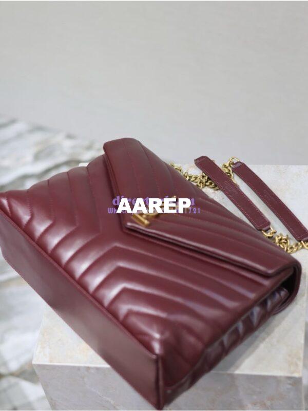 Replica YSL Saint Laurent Medium Loulou Bag In "Y" Matelassé Leather 459749 Dark Red Wine 5