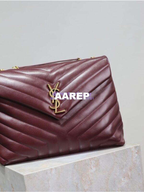 Replica YSL Saint Laurent Medium Loulou Bag In "Y" Matelassé Leather 459749 Dark Red Wine 6